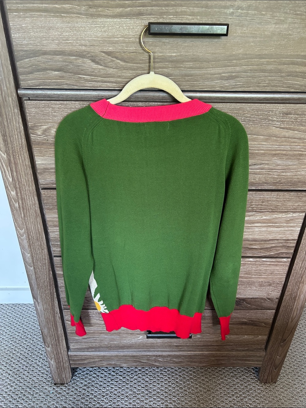 OXKNIT Green Floral Crewneck Sweater with Pink Accents - Picture 3 of 4